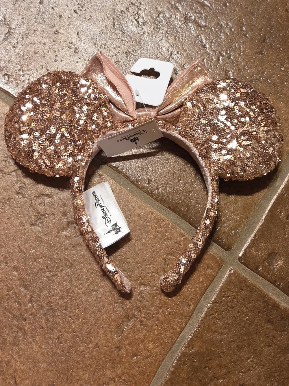 Disney Parks Rose Gold Sequin Minnie Ears